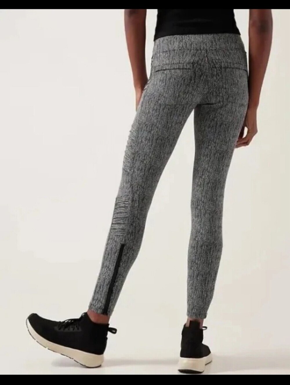 Athleta Delancey Textured Moto tight Leggings Braiden/black fitted pants size L - Picture 3 of 13